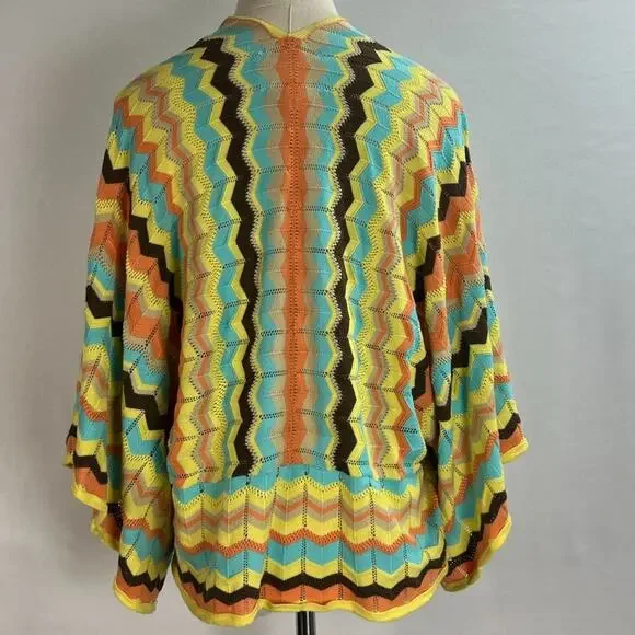 Chelsea & Violet Cute dolman sweater Cardigan Multicolor Chevron sz S - Picture 4 of 5
